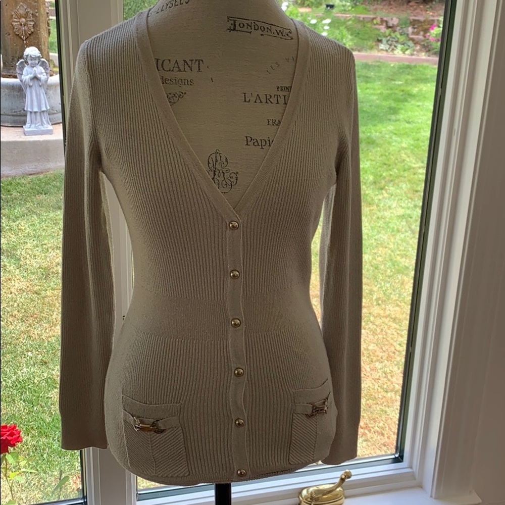 Cream glitter cardigan mid length
